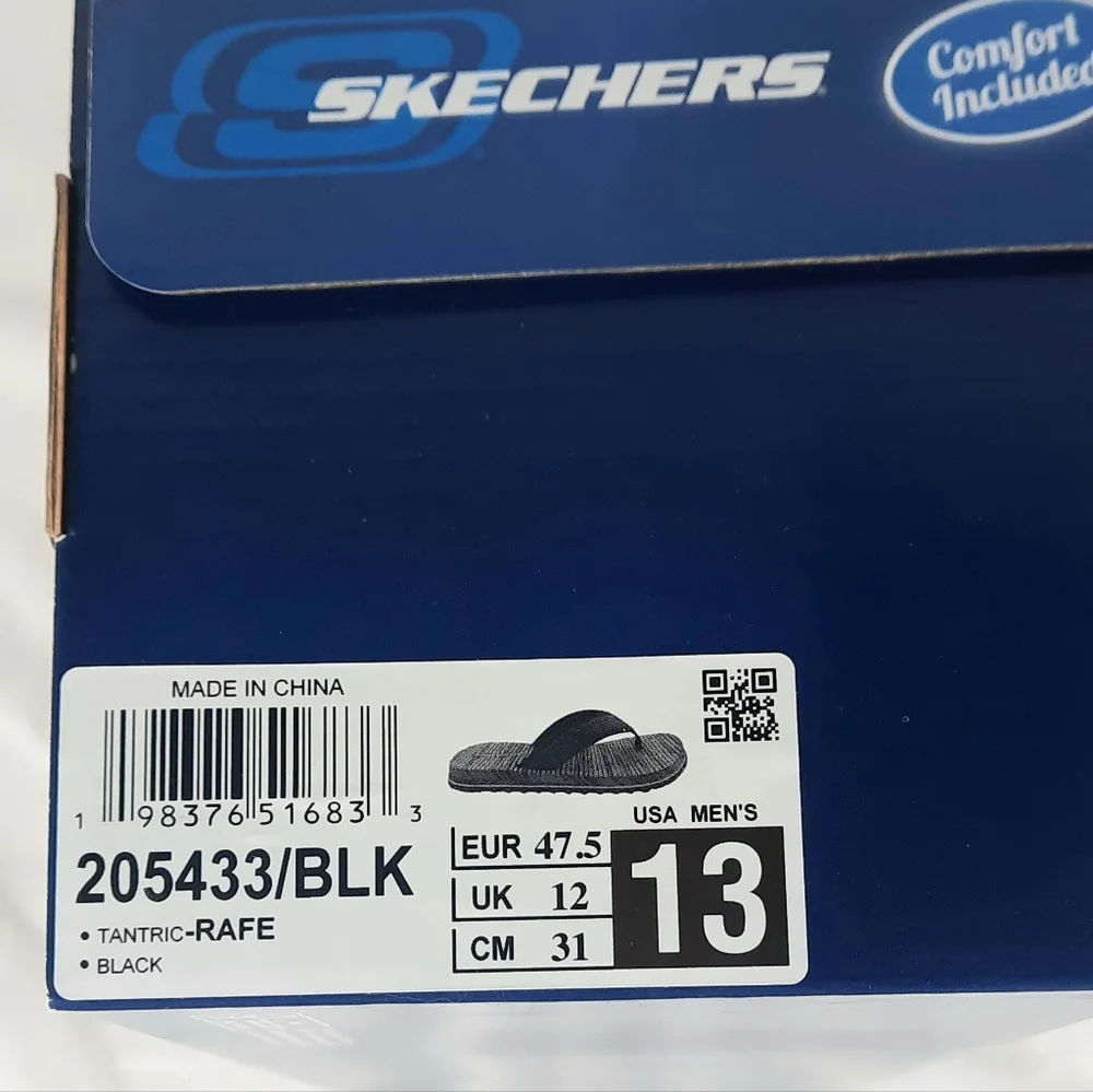 Skechers Tantric Rafe Mens Thong Sandals Size 13 Relaxed Fit Comfort Black NEW